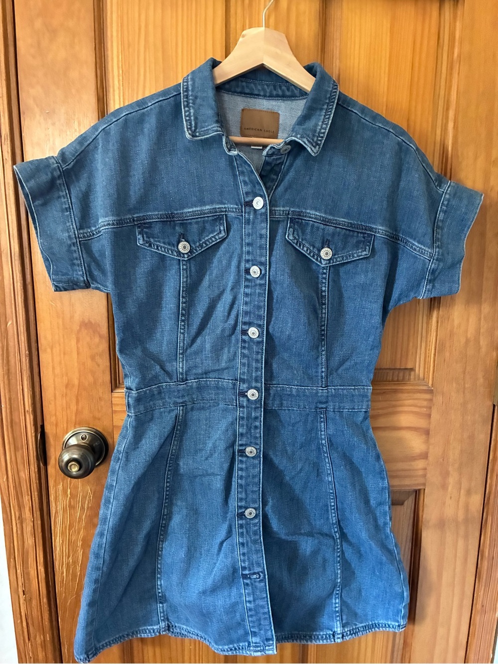 American Eagle Outfitters Blue Denim Mini Shirt Dress